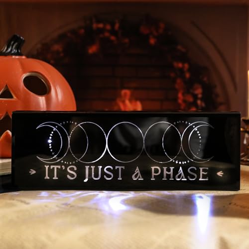 VCUTEKA Halloween Moon Decor Glass Gothic Box for Tabletop Office Mantel Party