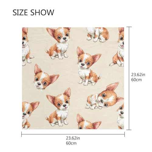 Women's Silk Scarf Square Satin Head Scarves Fashion Neck Scarf Hair Wraps Silk Bandana - color: Chihuahua