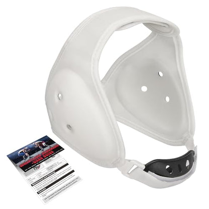 Trymaker Wrestling Headgear, Head Gear with Chin Cup, Sorf Ear Guard for Men, MMA, Jiu-Jitsu (for Users Aged 12+) - size: L (21 1/4" - 25 1/4"), style: White