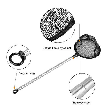 Lpraer Aquarium Fish Net with Extendable Stainless Steel Long Handle Fine Mesh Net for Fish Tank - size: 3.5+5 inch-2 Pack Bundle