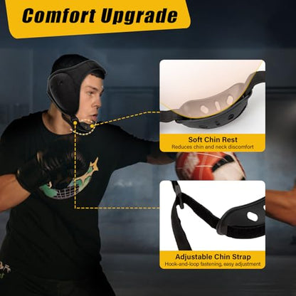 Trymaker Wrestling Headgear, Head Gear with Chin Cup, Sorf Ear Guard for Men, MMA, Jiu-Jitsu (for Users Aged 12+) - size: M (18 1/2" - 21 1/4"), style: Black