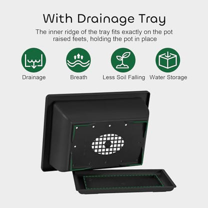 GROWNEER Bonsai Pots with Drainage Humidity Trays & 1 Repotting Mat, 3 Pcs 6.5 Inch Durable Small Bonsai Tree Training Pot Built in Mesh, Rectangle Planter Kit for Succulent Starter Indoor Outdoor - size: 3pcs/6.5x4.8in