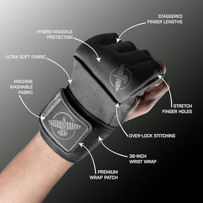 Hayabusa Deluxe Quick Wraps for Men and Women - Boxing & Martial Arts Hand Wraps - color: Charcoal, size: Small