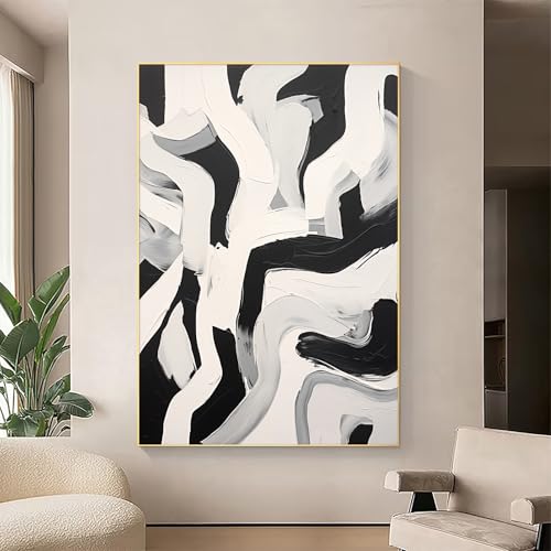 Black And White Abstract Line Wall Art Minimalist Abstract Black Stroke Lines Canvas Abstract Artwork Modern Minimalist Paintings Black And White Line Art Print Abstract Line Pictures 16x24in No Frame - color: E, size: 16"L x 24"W