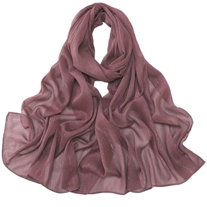 Women Hijab Chiffon Head Scarf Lightweight Shimmer Scarves Crepe Wedding Shawls and Wraps for Evening Dresses Shiny - color: Mauve