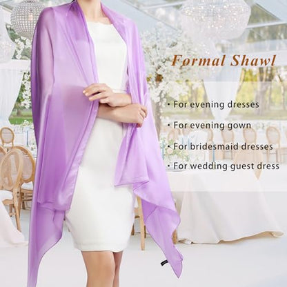 RIIQIICHY Women Shawls and Wraps for Evening Dresses Like Chiffon Silk Scarf Formal Silky Pashmina Shawls for Weddings - color: Lavender