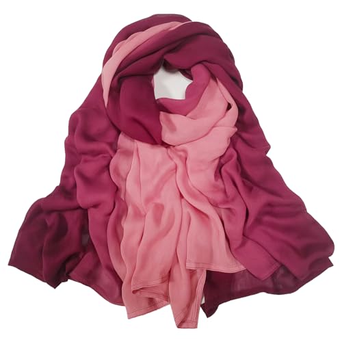Women Scarf and Shawls, Soft Modal Jersey Scarves, Gradient Long Wrap for Spring Summer and Autumn - color: Purple Rose & Pink