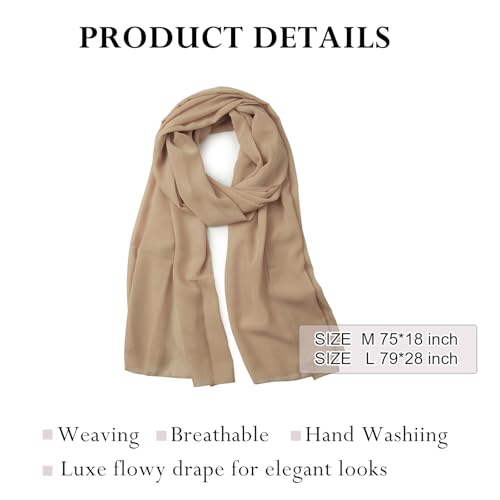 Sumolux Chiffon Shawls and Wraps for Evening Dresses Women Wedding - color: Champagne Gold, size: M (75"×18")