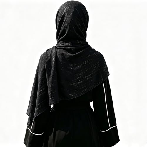 Women Hijab Chiffon Head Scarf Lightweight Shimmer Scarves Crepe Wedding Shawls and Wraps for Evening Dresses Shiny - color: Black