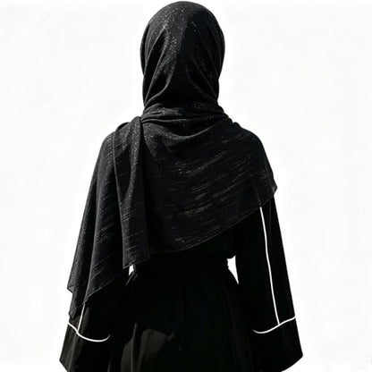 Women Hijab Chiffon Head Scarf Lightweight Shimmer Scarves Crepe Wedding Shawls and Wraps for Evening Dresses Shiny - color: Black