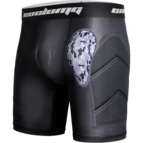 COOLOMG Adult Men Baseball Sliding Shorts with Cup Pocket Protective Padded Sliders Compression Cup Underwear for Football Lacrosse - color: Black, size: XX-Large