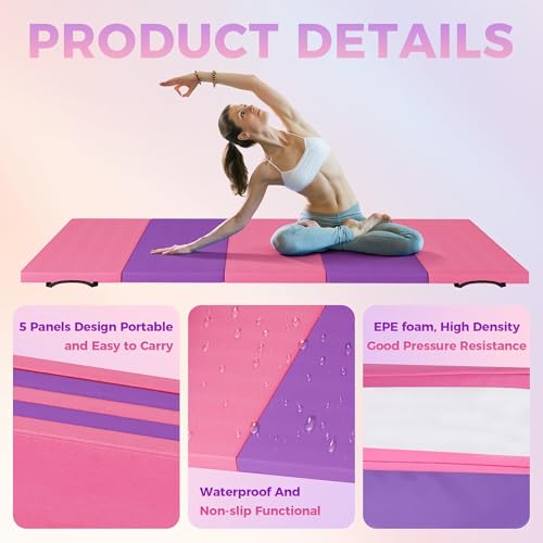 4-Fold Folding Gym Mat, 6x8 Feet 2-Inch Thick Extra Firm, High Density Tumbling Exercise Mat for Home Gym, Gymnastics, Martial Arts, Yoga & Pilates, Non-Slip Portable Floor Mat - color: Five-fold cushion