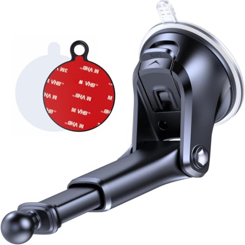 APPS2Car Suction Cup Mount for Garmin GPS/Phone Holder with Extension Arm | 17.2mm Ball Joint Replacement Base for Car Dashboard Windshield, GPS Holder for Garmin Dezl Nuvi Drive Drivesmart RV