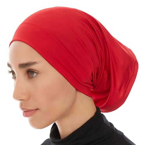 Hijab Caps Underscarf for Women – Black Hijab Cap Underscarf Turban Dreadlocks Tube – Muslim Accessories Headscarf - color: Bordeaux