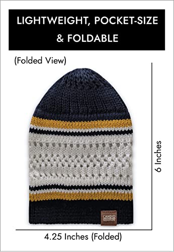 Breathable Cotton Stretchy Kufi for Men in Cool Designs - Helmet Liner - color: Navy Blue and White With Gold Stripes