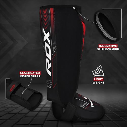 RDX IMMAF Approved Shin Guards, Competition Level Neoprene Shin Pads for Sparring and Grappling, MMA Kickboxing, Professional Shin Insteps Protection, Men Women - color: Red, size: XX-Large