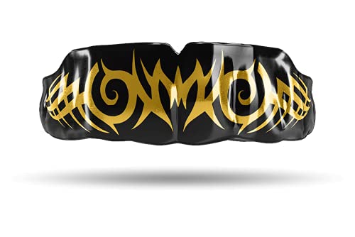 Impact Mouthguard Boxing, MMA, Muay Thai Sports Mouthguards for Youth Adults, Professional Custom-Fit, Tribal Gold on Black - color: Gold on Black