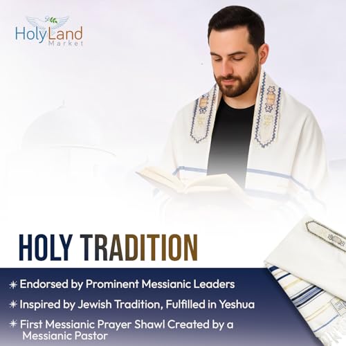 Holy Land Market Messianic Christian Shawl/Tallit - The Messiah Tallit (72 x 22 Inches) - color: Navy