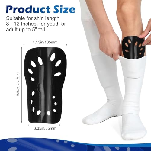 Soccer Shin Guards, 2 Pair Lightweight and Breathable Shin Guard Sleeves for Adults Football Player, Calf Protective Gear Shin Guards for Men Women (Bigger Shin Guards) - color: Black and Blue