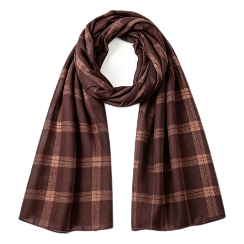 Hijab Scarf for Women Fashion Printed Modal Hijab Head Wrap Scarves Lightweight Long Scarf Shawls - color: Checkered Maroon