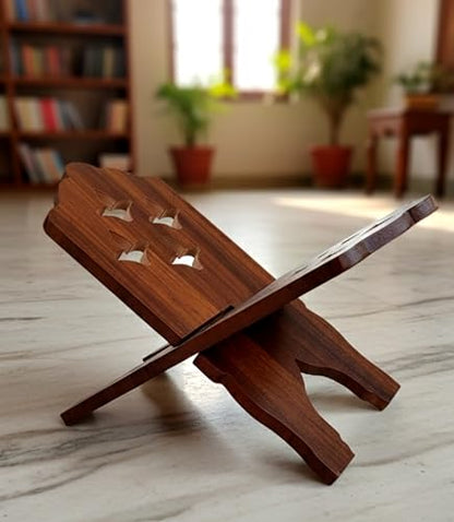 Holy Book Stand Wooden | Holy Book Stand Reading for Rehal, Quran, Bible, Bhagwat, Gita, Ramayana & Guru Granth Sahib, (13 Inche Brown)