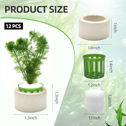 16 Pack Aquarium Plant Weights, Aquatic Plants Fixed Ring Set, Anti-Floating Ceramic Aquarium Plant Rings, Aquarium Landscape Decoration Fish Tank Accessories 1.8 x 1.3 Inch - size: 16PCS