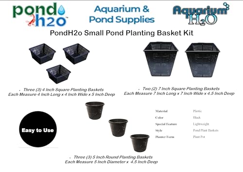 Small Water Garden Pond Aquatic Plastic Mesh Planting Basket Kit, Variety of 8 Pond Plant or Flower Planter Pots for Aquaponics, Hydroponics Slotted Mesh | Value 8 Pack
