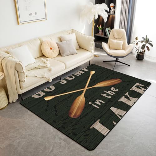 jejeloiu Lake Rules Welcome Area Rug Bedroom Living Room 3x5 - color: Multi 05, size: 3'3" x 5'