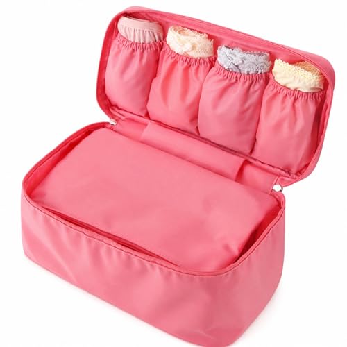 Travel Underwear Bra Packing Organizer Bag - Large Capacity Waterproof | Portable Multi-Functional Packing Bag for Underwear/Socks, Toiletries/Cosmetics, Clothes/Towels - color: Red