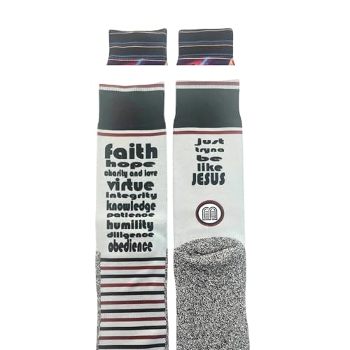 Men's – Christian Crew Socks for Men with Scripture | Moisture-Wicking | Easter Gift Idea - color: Just Tryna Be Like Jesus