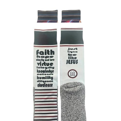 Men's – Christian Crew Socks for Men with Scripture | Moisture-Wicking | Easter Gift Idea - color: Just Tryna Be Like Jesus