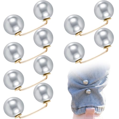Pearl Brooches for Women, Faux Pearl Shawl Pins Sweater Clip, Decorative Safety Pins Pant Hem Clips Length Adjuster - color: style1,grey,8pcs
