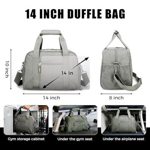 SeaRock 14 inch Small Gym Bag for Men & Women, Mini Duffle Bag with Shoe Compartment, Carry On Duffel Bag for Travel Sports, Gray - color: Grey