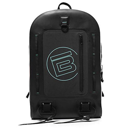 BOTE Highwater Backpack Waterproof Outdoor Zipper Dry Bag 28 Liter Capacity Molle Straps Fully Submersible Watersports Kayaking Fishing Hunting Boating | 100% waterproof 28L backpack with submersible gear protection - color: Black