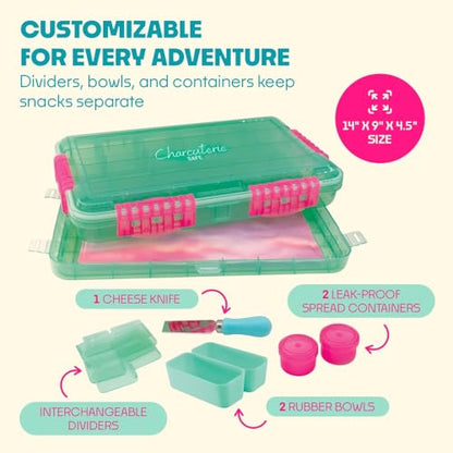 Charcuterie Safe 2.0 with Ice Pack - Waterproof Charcuterie Board with Lid, Customizable Dividers, Mini Containers & Cheese Knife - BPA-Free, Food Safe Tackle Box Organizer - Seafoam Green - color: Seafoam Green Charcuterie Safe 2.0