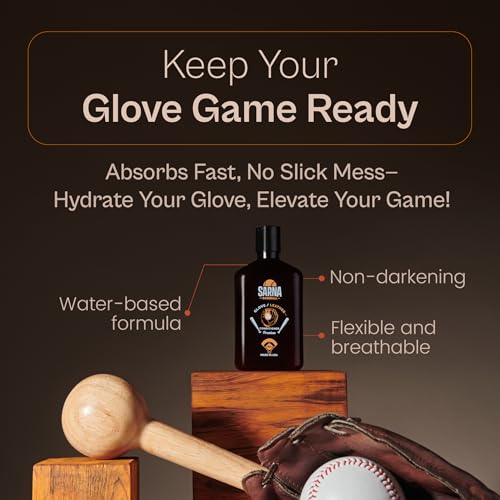 SARNA BASEBALL Glove Conditioner, Liquid, 8 Oz – Water-Based, Non-Darkening, No Sticky Residue – Glove Conditioner for Mitts, Baseball & Softball Gear Made in USA - size: 8oz Baseball