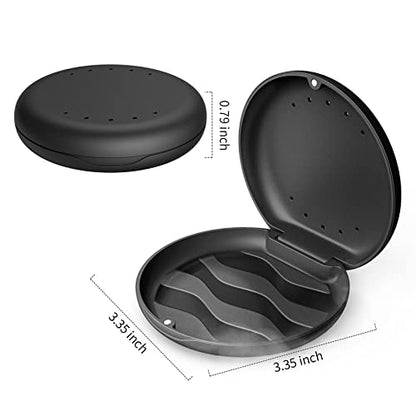 Annhua Denture Case Orthodontic Retainer Case with Vent Holes, Dental Mouthguard Container Retainer Box Slim with Magnetic Closure for Household|Travel|Office - Black - color: Black