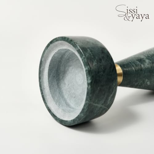 Sissi & yaya Marble Incense Burner with Brass Cover, 11 x 3.8 inches, Multi-Purpose Holder for Cones, Coils and Sticks (Green) - color: Green