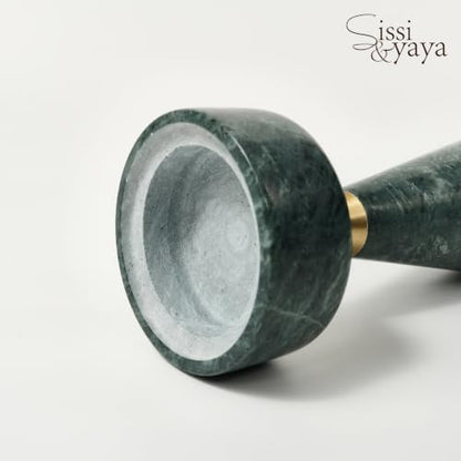 Sissi & yaya Marble Incense Burner with Brass Cover, 11 x 3.8 inches, Multi-Purpose Holder for Cones, Coils and Sticks (Green) - color: Green
