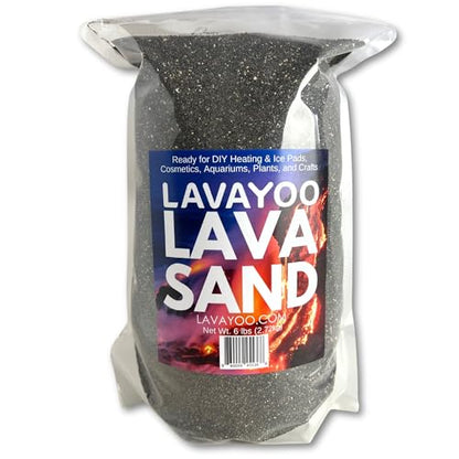 Real Lava Sand - Screened, Washed, Dried and Sanitized - Great for Heating Pads, Cooling Pads, Crafts, and Aquariums (6lb Bag) - size: 6 Pound