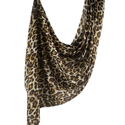 RARITYUS Silky Satin Hijab Scarf for Women Watercolor Floral Printed Muslim Hijab Head Wrap Fashion Long Scarves Shawls - color: Brown Leopard Print