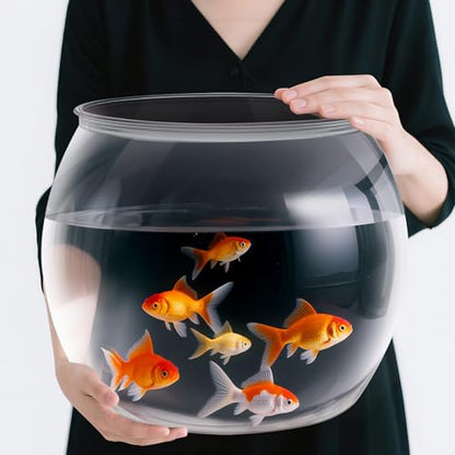 7 Gallon Plastic Fish Tank Large Bowl Shatterproof with Crystal Clear Clarity for Terrarium, Flower Vase Centerpiece Gift for Fish Lovers (Round) - size: 7 Gallon, style: Round