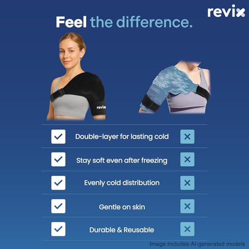 REVIX Shoulder Ice Pack Wrap for Rotator Cuff, with Removable Gel Pack | Reusable Gel Cold Wrap, 30-Minute Cooling, Flexible Fit for Recovery, Workout Relief & Daily Comfort, Men & Women - size: Standard, style: With Removable Gel Pack
