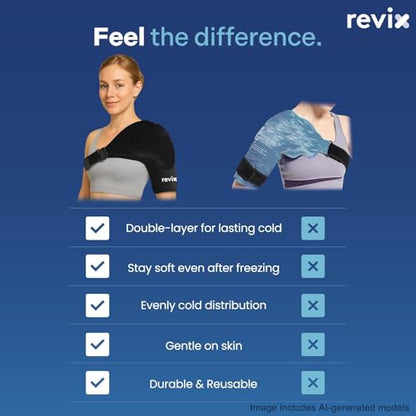 REVIX Shoulder Ice Pack Wrap for Rotator Cuff, with Removable Gel Pack | Reusable Gel Cold Wrap, 30-Minute Cooling, Flexible Fit for Recovery, Workout Relief & Daily Comfort, Men & Women - size: Standard, style: With Removable Gel Pack
