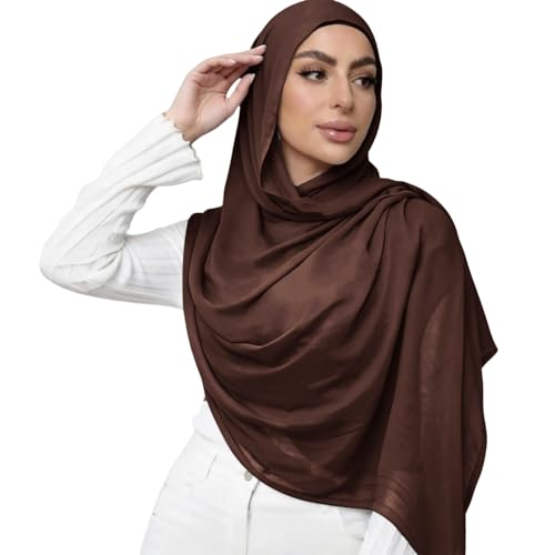 Viscose Hijab Scarf for Women Muslim Cotton Jersey Hijab Fashion Long Scarf Shawls - color: Coffee