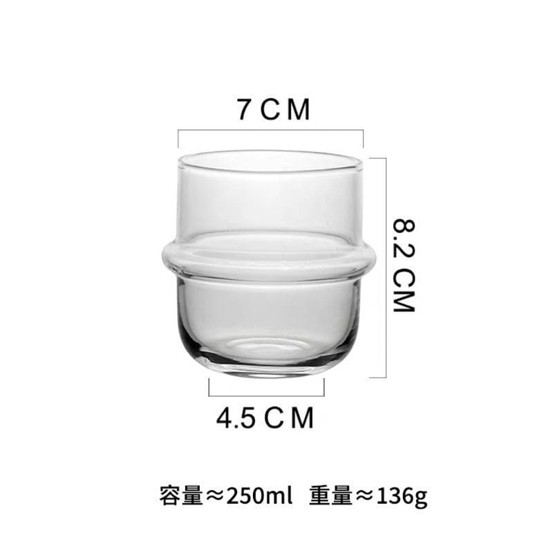 2 pcs Borosilicate Tumblers, Coffee Cup Milk Cup, Clear, 250ml, Heat Resistant Hot and Cold Water Drinking Jar U-yd - color: Clear/White