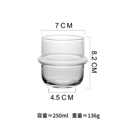 2 pcs Borosilicate Tumblers, Coffee Cup Milk Cup, Clear, 250ml, Heat Resistant Hot and Cold Water Drinking Jar U-yd - color: Clear/White