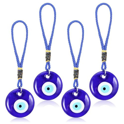 Nogeqi 4PCS Evil Eye Pendant Hanging Charms for Good Luck Protection, Blue Evil Eye Car Charm Decor Car Accessories with Ropes for Window Door Wall Home and Office Decoration
