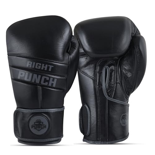 Premium Boxing Gloves, Cowhide Leather, for Professional Training and Sparring MMA Kickboxing Gloves - color: Black, size: 8 oz