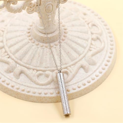 Islamic Necklace | Quran Verse Necklaces | Stainless Steel Cylinder Pendant 17"+2" Extended | Elegant Arabic Jewelry for Men And Women YA5082 - color: white
